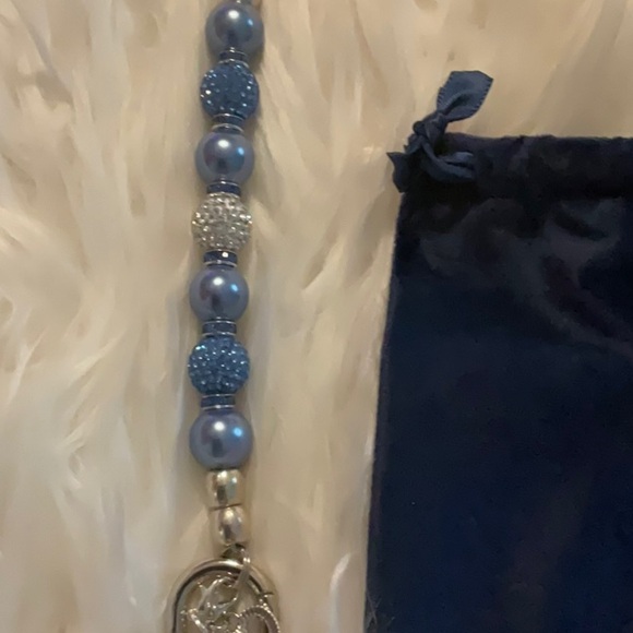 LD Key Finder Blue Beaded Keychain with Pouch - Picture 5 of 6